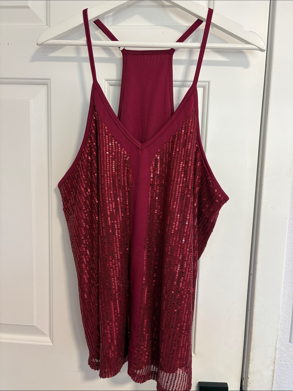 Amazon Sequin Wine Red Camisole Tank Top